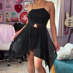 Vintage 90s black metallic whimsigoth flowy top